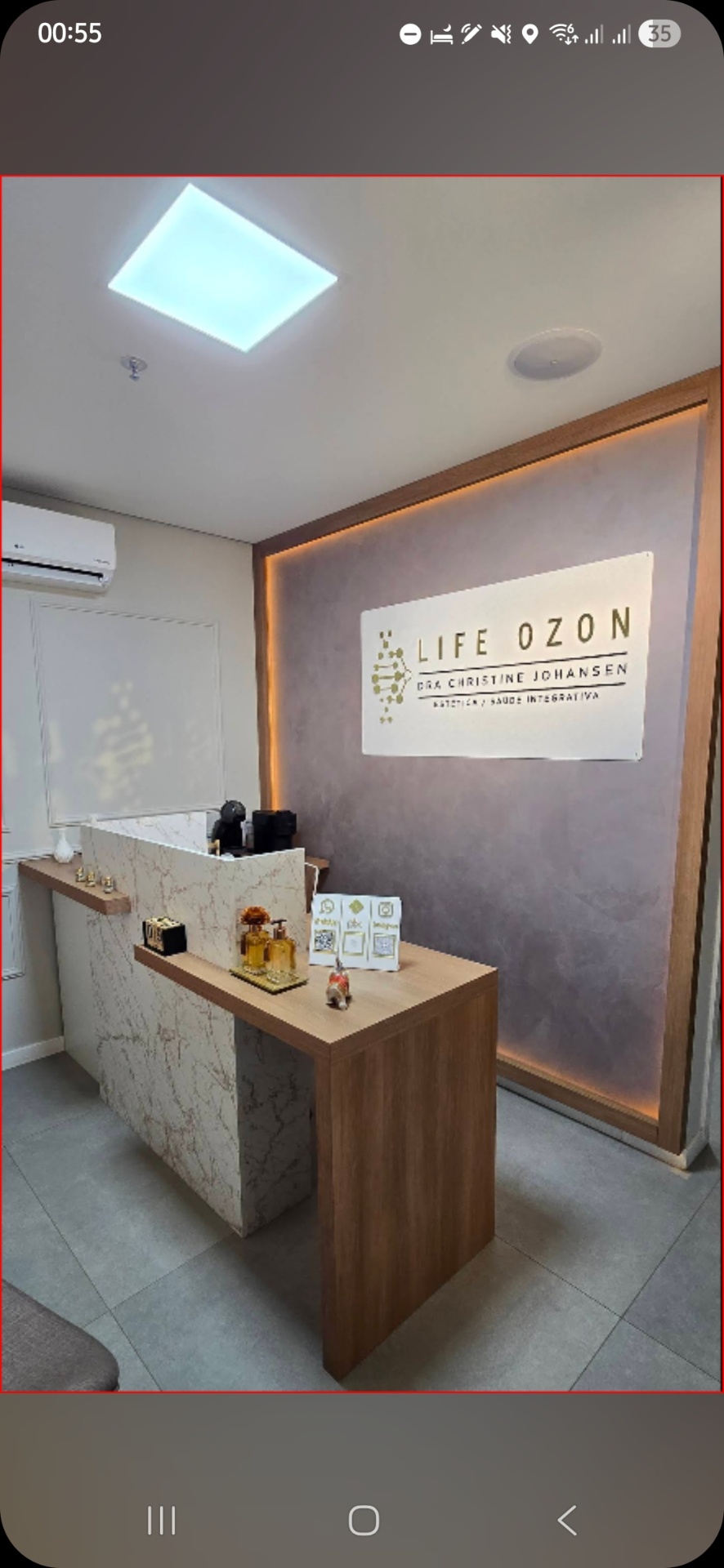 Recepção da clínica LifeOzon — Dra. Christine Johansen, Bauru